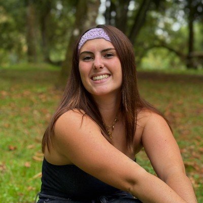 Bandeau en crochet violet pastel