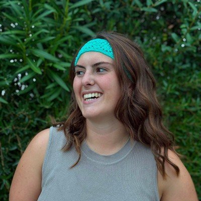 Bandeau turquoise en crochet